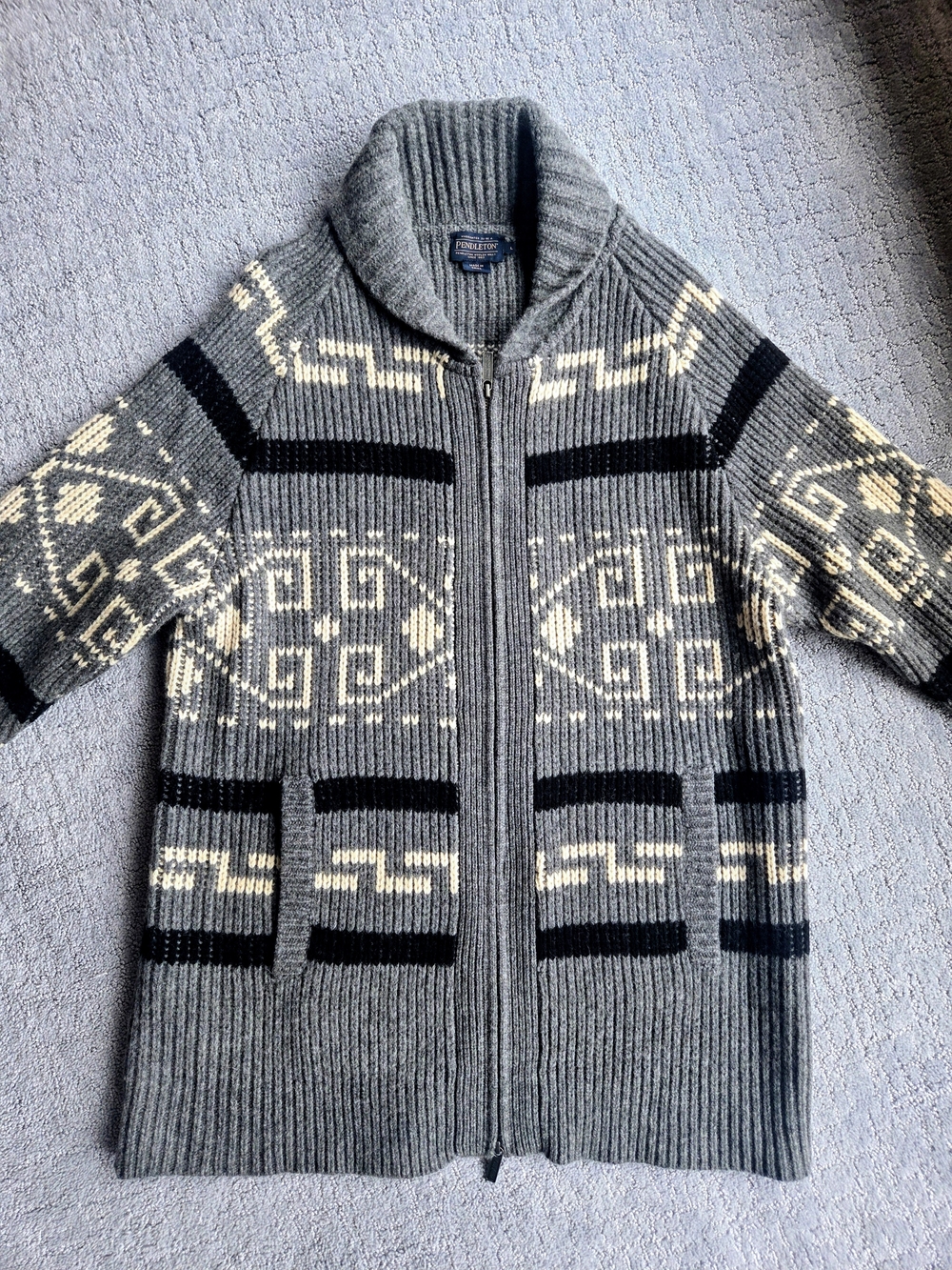 ​🌲 Pendleton Gray Zip Shawl Collar Wool Cardigan 🌲 - Picture 2 of 10